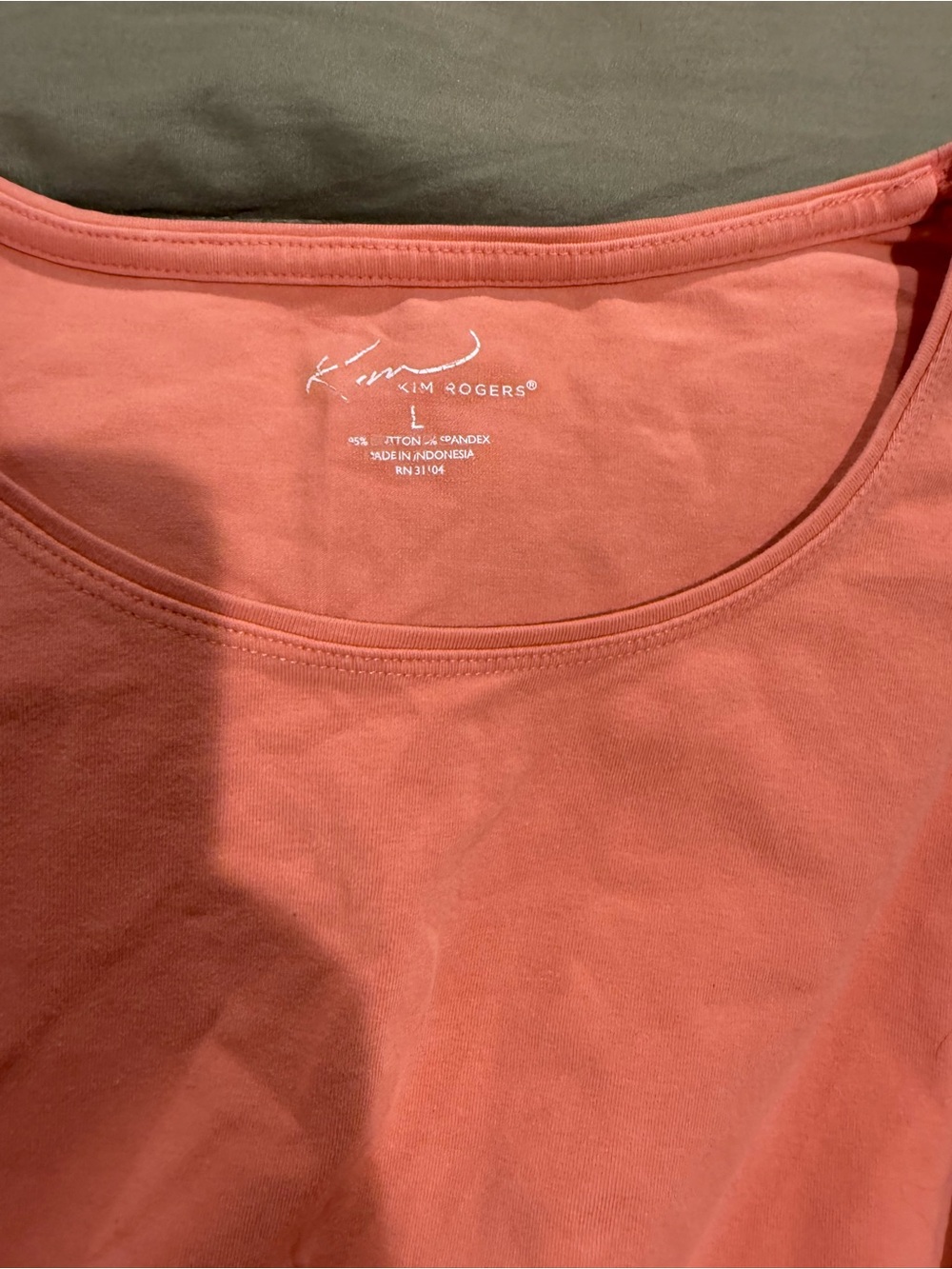 Kim Rogers Coral Short Sleeve Scoop Neck Tee